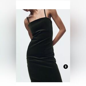 NWOT Zara VELVET TUBE DRESS emerald green
